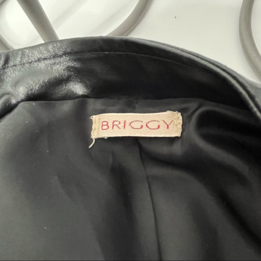 BRIGGY Vintage Vera Pelle Short Long Sleeve Mock Neck Leather Jacket Large - Picture 10 of 16